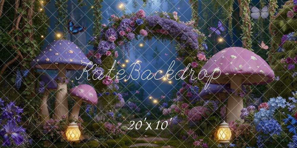 Kate Fairy Flower Arch Purple Mushrooms Backdrop Designed by Emetselch