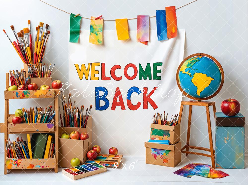 Back to School Art Supplies Paintkwasten Foto Achtergrond Designed by Emetselch