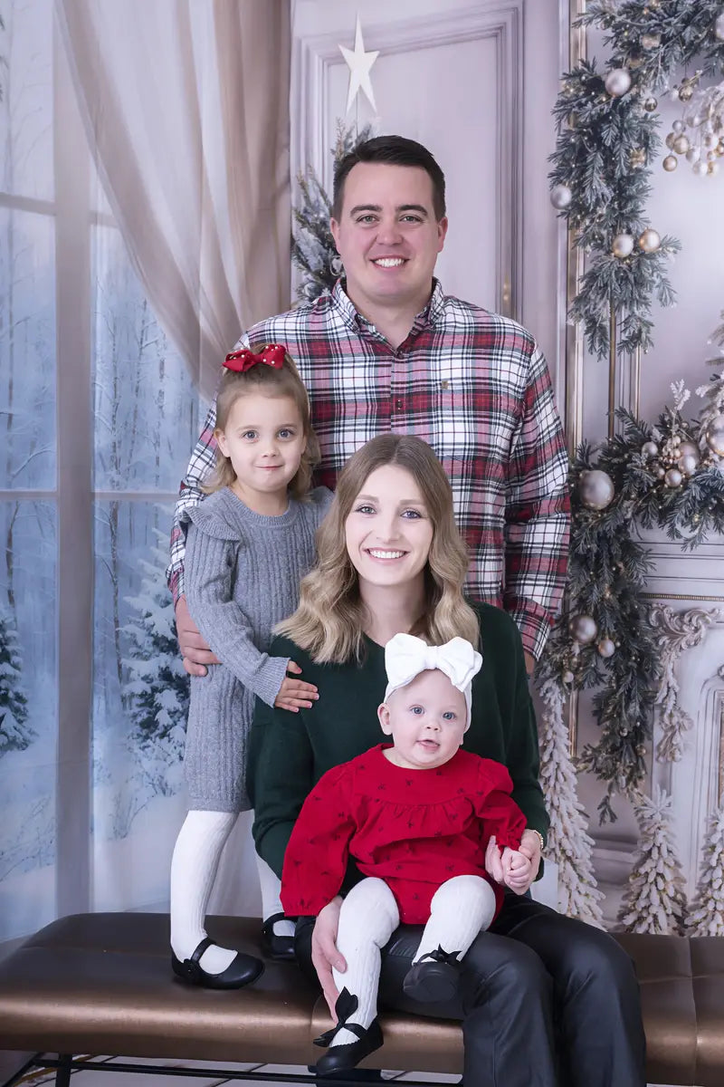 Kate Christmas White Window Wreath Backdrop Designed by Emetselch