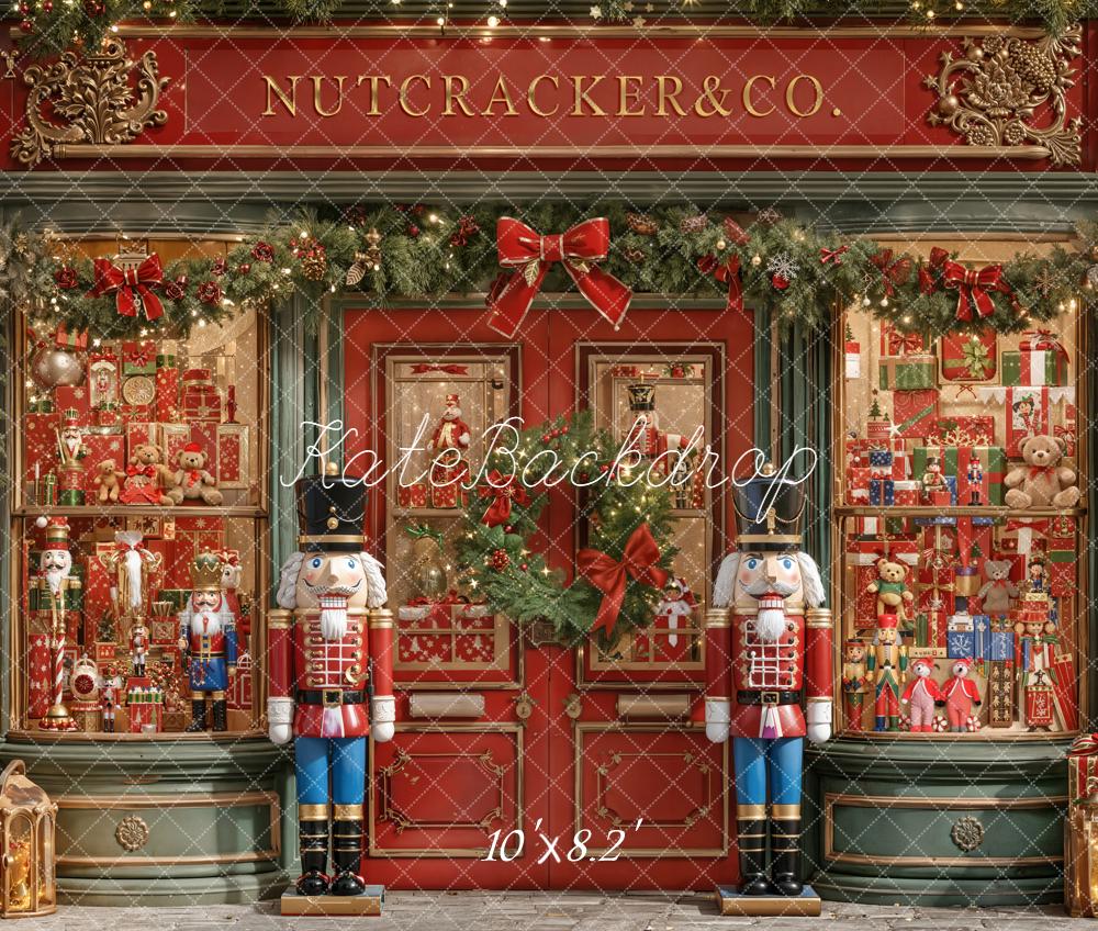 Kate Christmas Nutcracker Toy Store Red Doorway Backdrop Designed by Emetselch