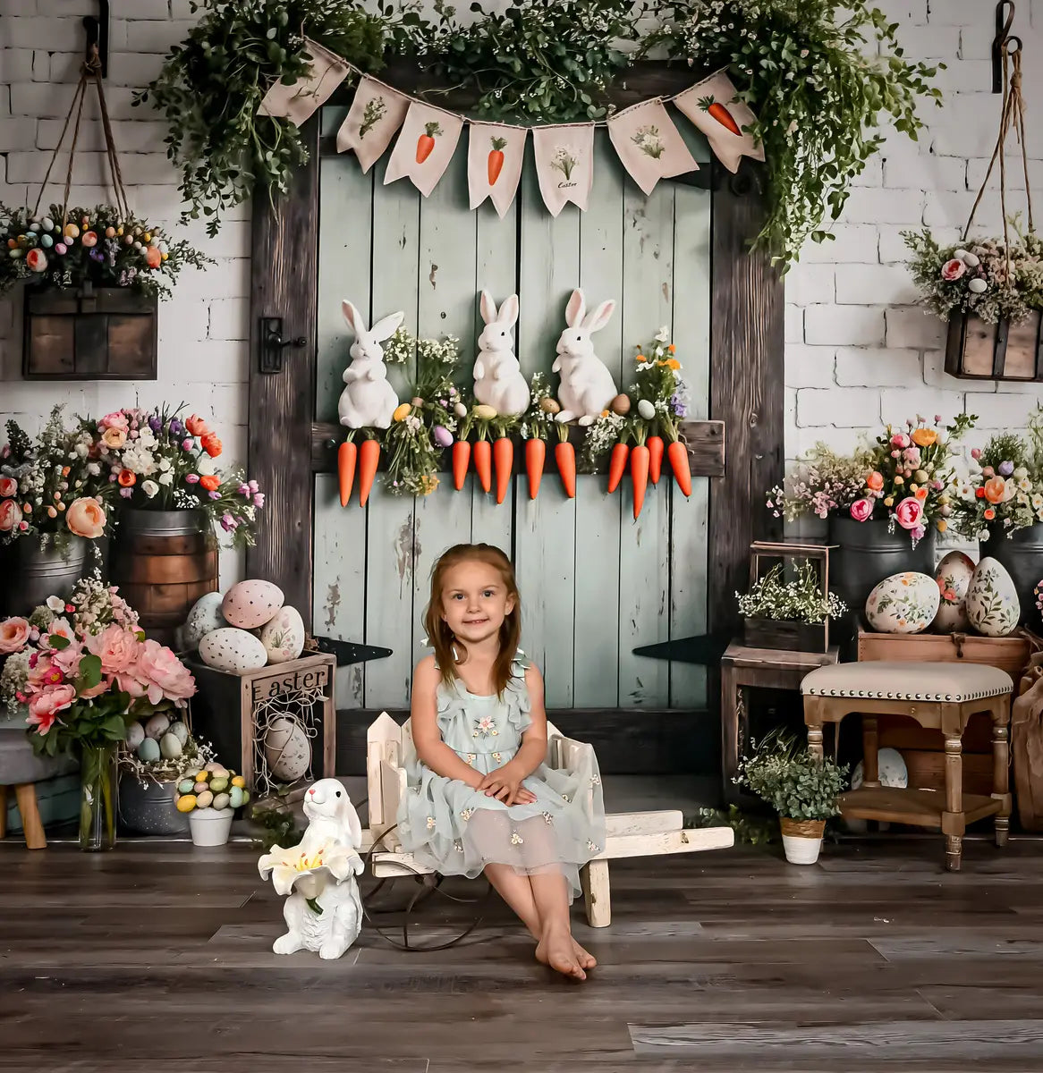 Easter Bunny Carrots Puerta Fondo de Madera Designed by Emetselch