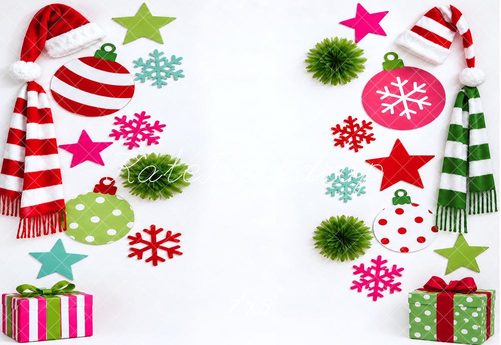 Kate Christmas Hats Scarves Snowflake Ornaments Gifts Printed Backdrop Designed by Vertigo Productions