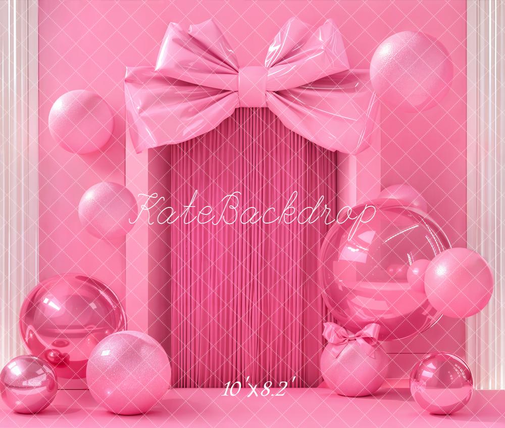 Kate Cake Smash Pink Bow Balloons Gift Boxes Backdrop Designed by Emetselch