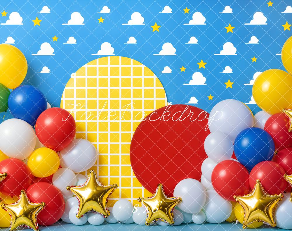 Kate Birthday Balloon Star Cloud Party Backdrop Designed by Emetselch