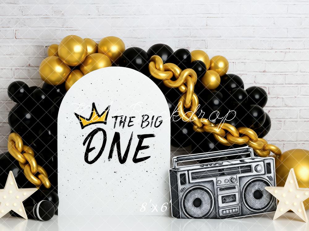 Kate First Birthday Retro Hip-Hop Gold Black Backdrop Designed by Patty Roberts