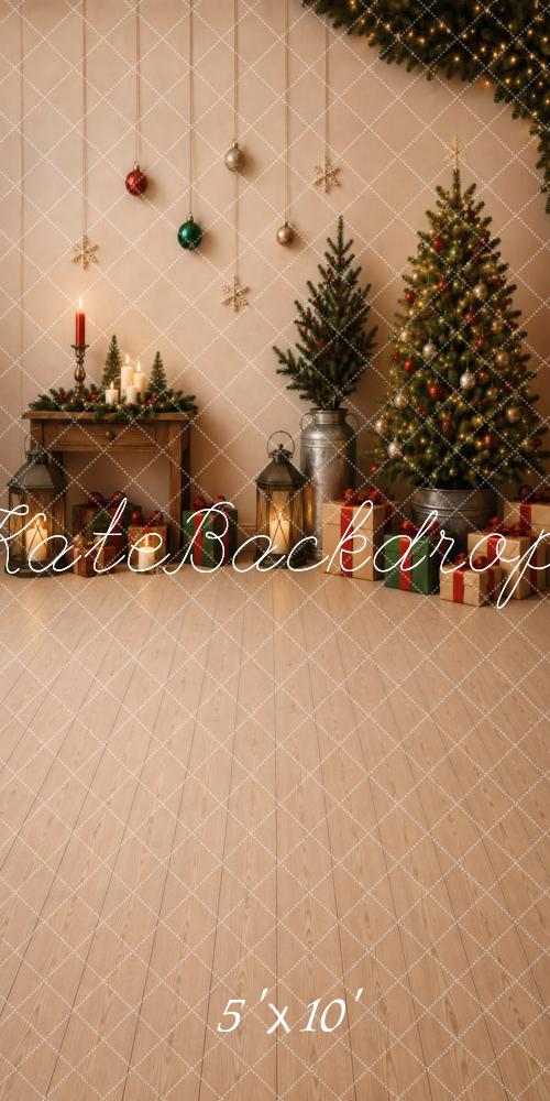 Kate Sweep Christmas Tree Gifts And Lantern Ornaments Corner Printed Backdrop Designed by Vertigo Productions