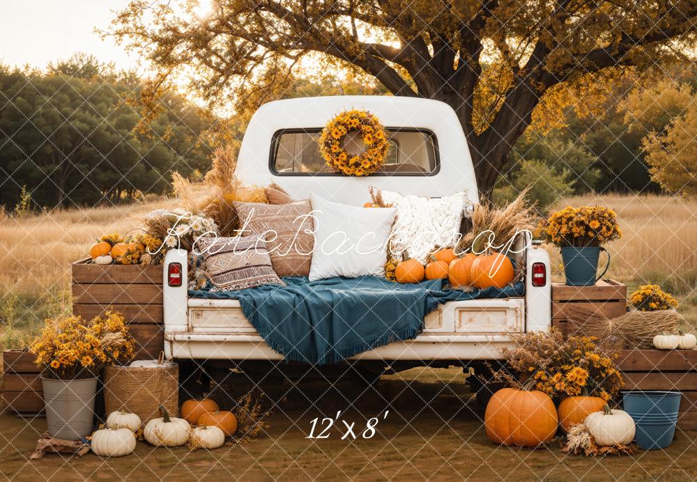 Kate Fall Truck Pillows Pumpkin Backdrop Designed by Emetselch