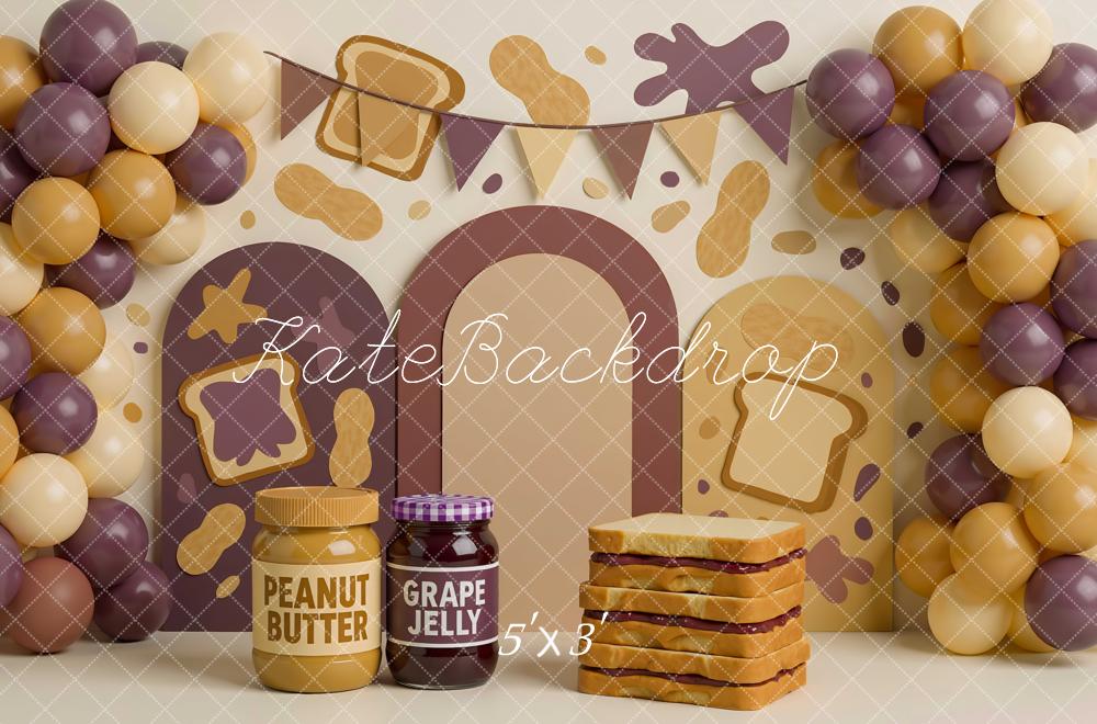 Kate Cake Smash Peanut Butter Jelly Bread Backdrop Designed by Mini MakeBelieve