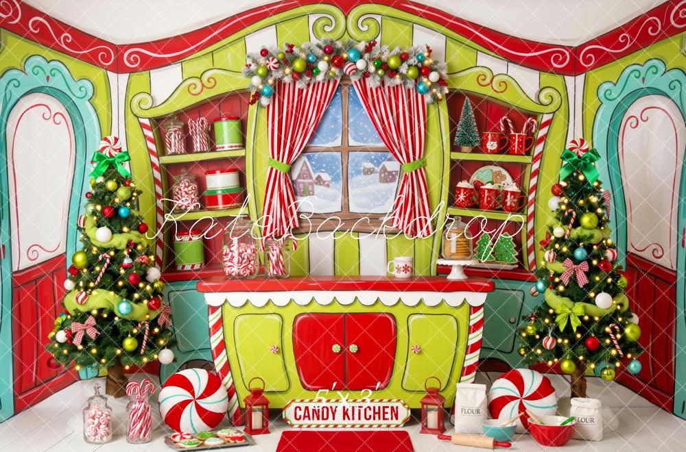 Kate Christmas Whimsical Whoville Candy Kitchen Festive Trees Peppermint Printed Backdrop Designed by Patty Roberts