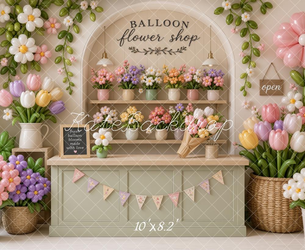 Kate Spring Balloon Flower Shop Tulips Printed Backdrop Designed by Ashley Ward