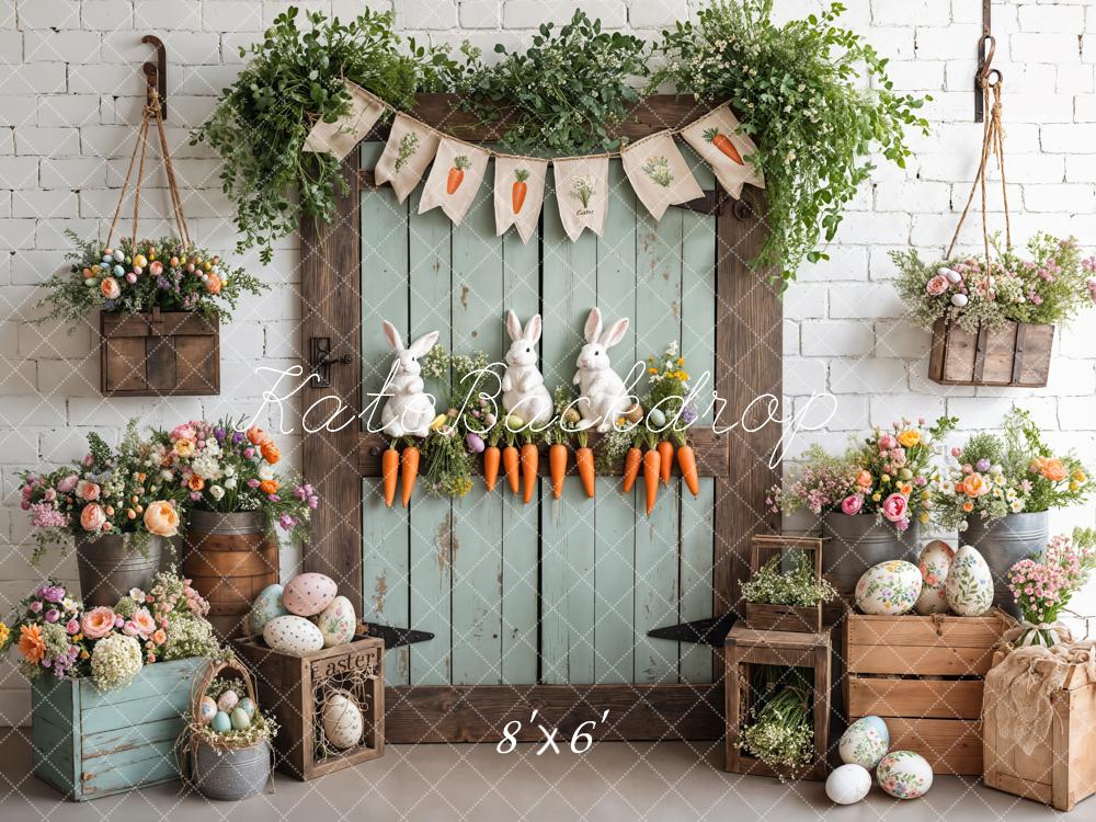Easter Bunny Carrots Puerta Fondo de Madera Designed by Emetselch