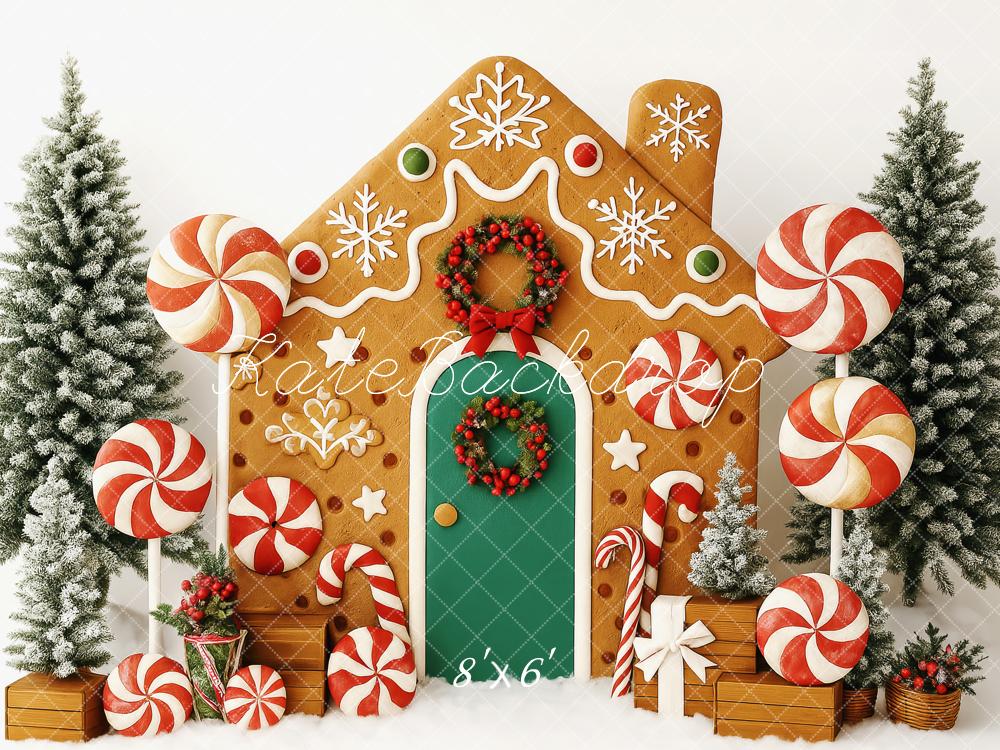 Kate Christmas Tree Gingerbread House Candy Backdrop Designed by Patty Roberts