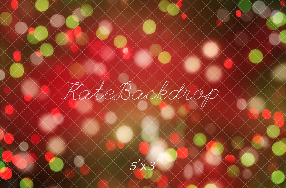 Kate Christmas Red Green Bokeh Lights Backdrop Designed by Emetselch