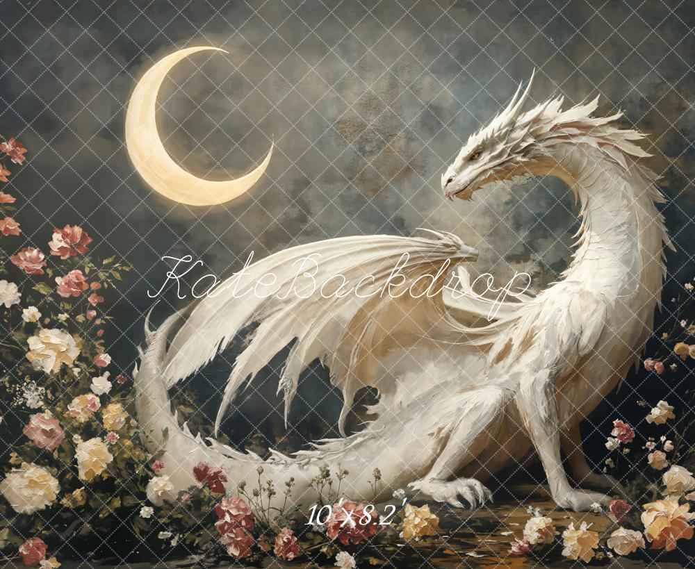 Kate Fantasy Dragon Moon Floral Backdrop Designed by Emetselch