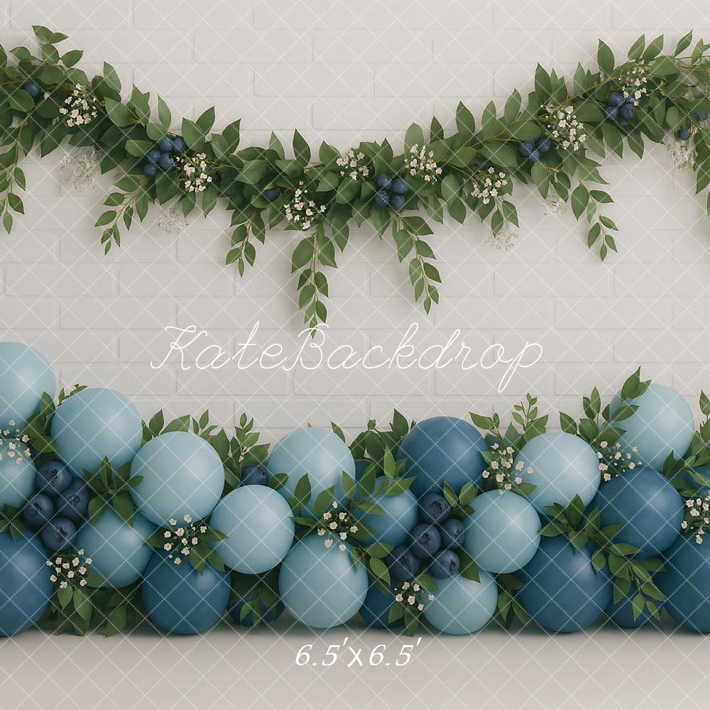 Kate Cake Smash Blue Balloon Garland Backdrop Designed by Ashley Paul