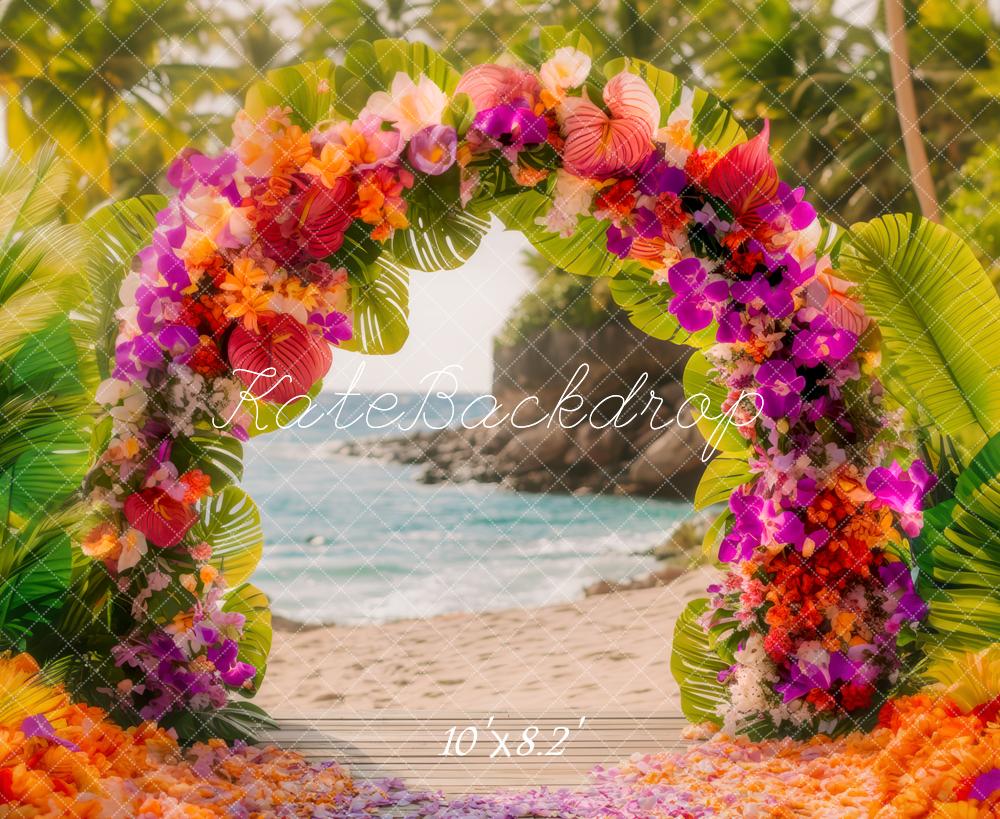Verano Tropical Arco de Flores de Playa Fondo