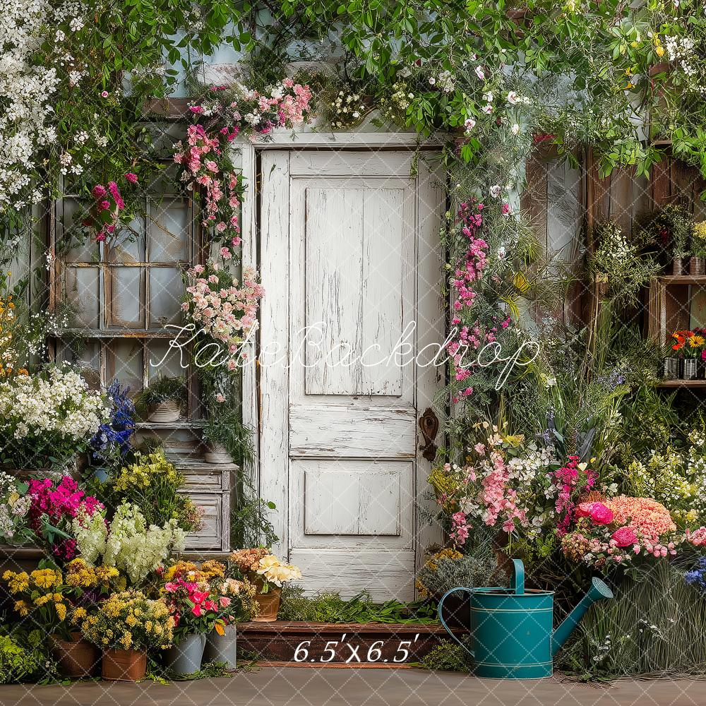 Kate Summer Flower Arch Rustic Door Garden Printed Backdrop Designed by Angela Miller