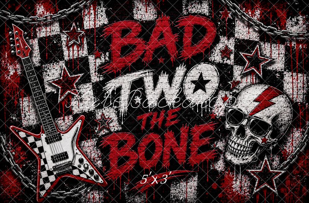 Kate Birthday Graffiti Rock Guitar Skull Chains Printed Backdrop Designed by Ashley Paul