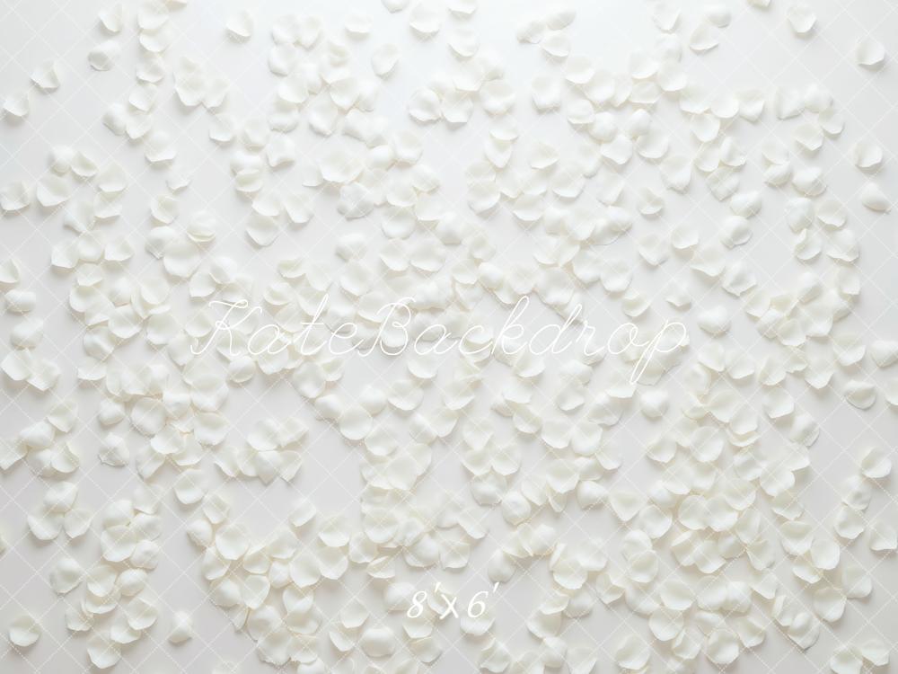 Kate White Petals Scatter Floor Printed Backdrop Designed by Mini MakeBelieve