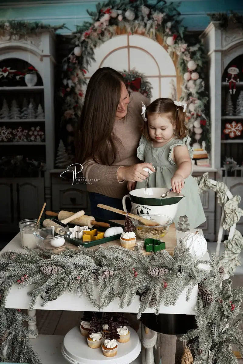 Kate Boho Muted Eclectic Winter Christmas Kitchen Backdrop Designed by Mini MakeBelieve