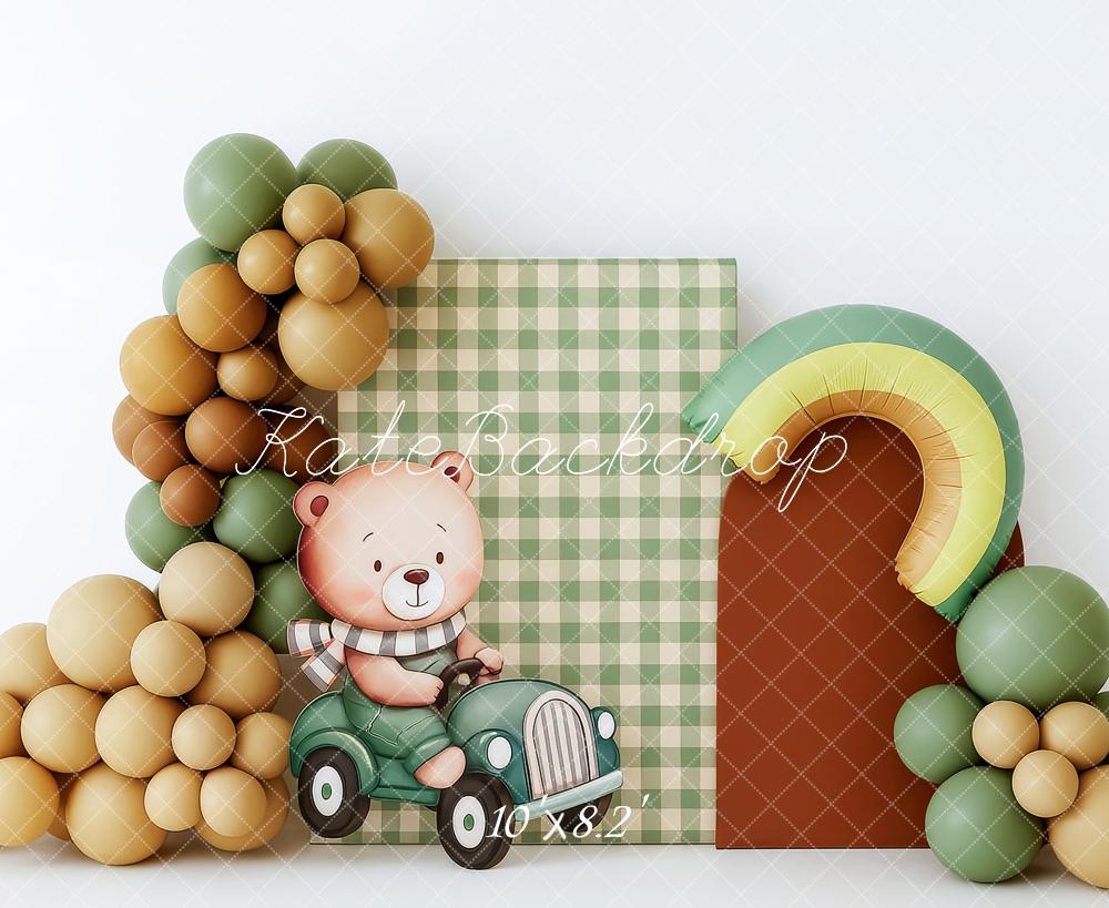 Smash Cake de Avocado Bear con Arco de Globos Fondo Diseñado por Patty Roberts