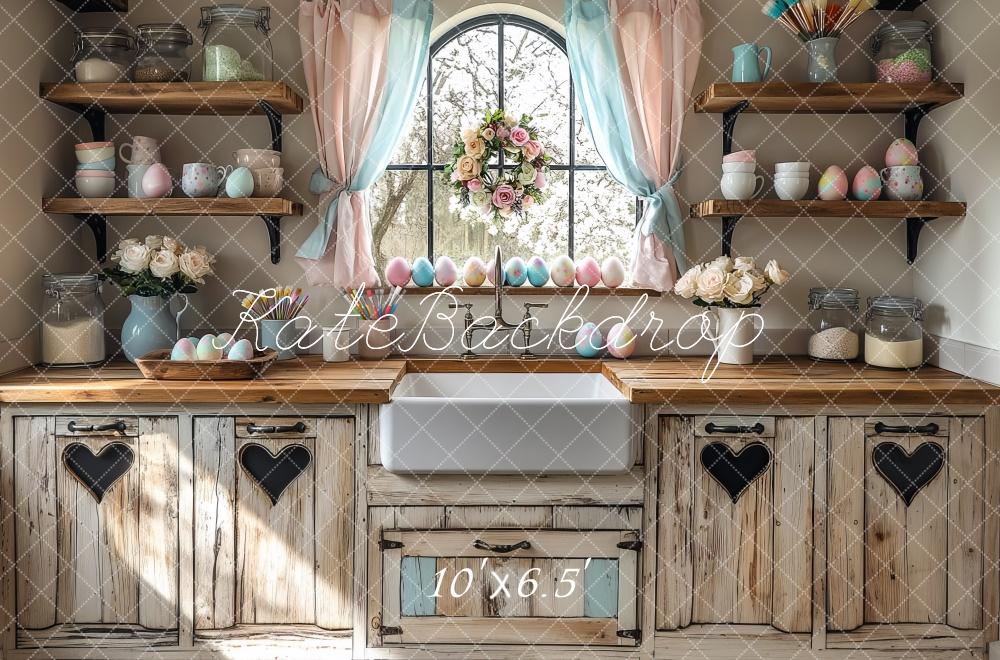 Kate Easter Kitchen Pastel Wood Backdrop Designed by Mini MakeBelieve