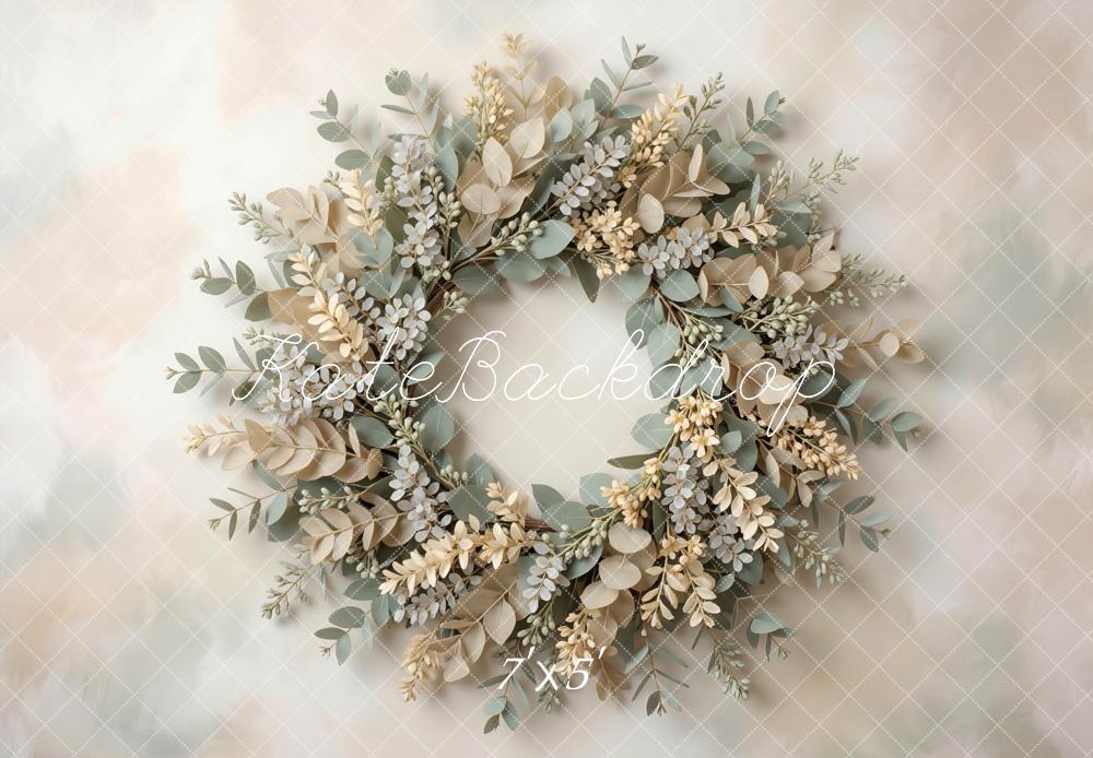 Kate Newborn Greenery Wreath Pastel Backdrop Designed by Mini MakeBelieve