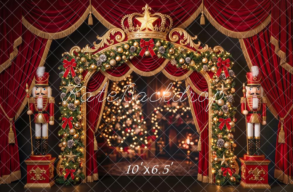 Kate Christmas Nutcracker Crown Garland Retro Curtain Arch Printed Backdrop Designed by Angela Miller