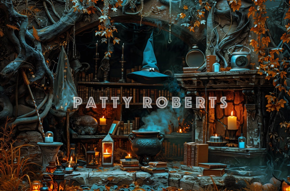 Kate Halloween Witch Cave Hat Retro Backdrop Designed by Patty Robert