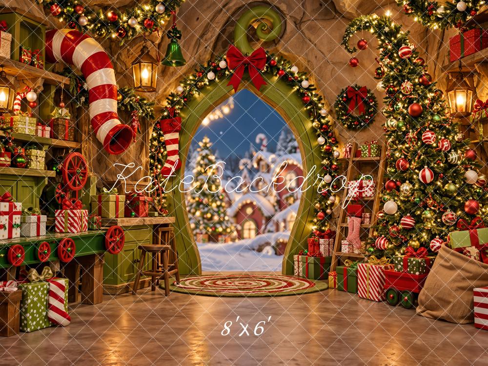 Kate Christmas Fantasy Whoville Workshop Christmas Tree Gifts Printed Backdrop Designed by Emetselch