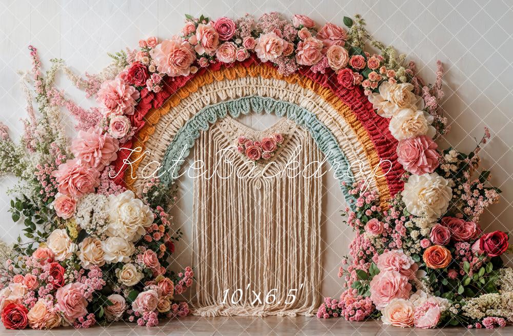 Kate Spring Boho Flower Rainbow Arch Backdrop Designed by Emetselch