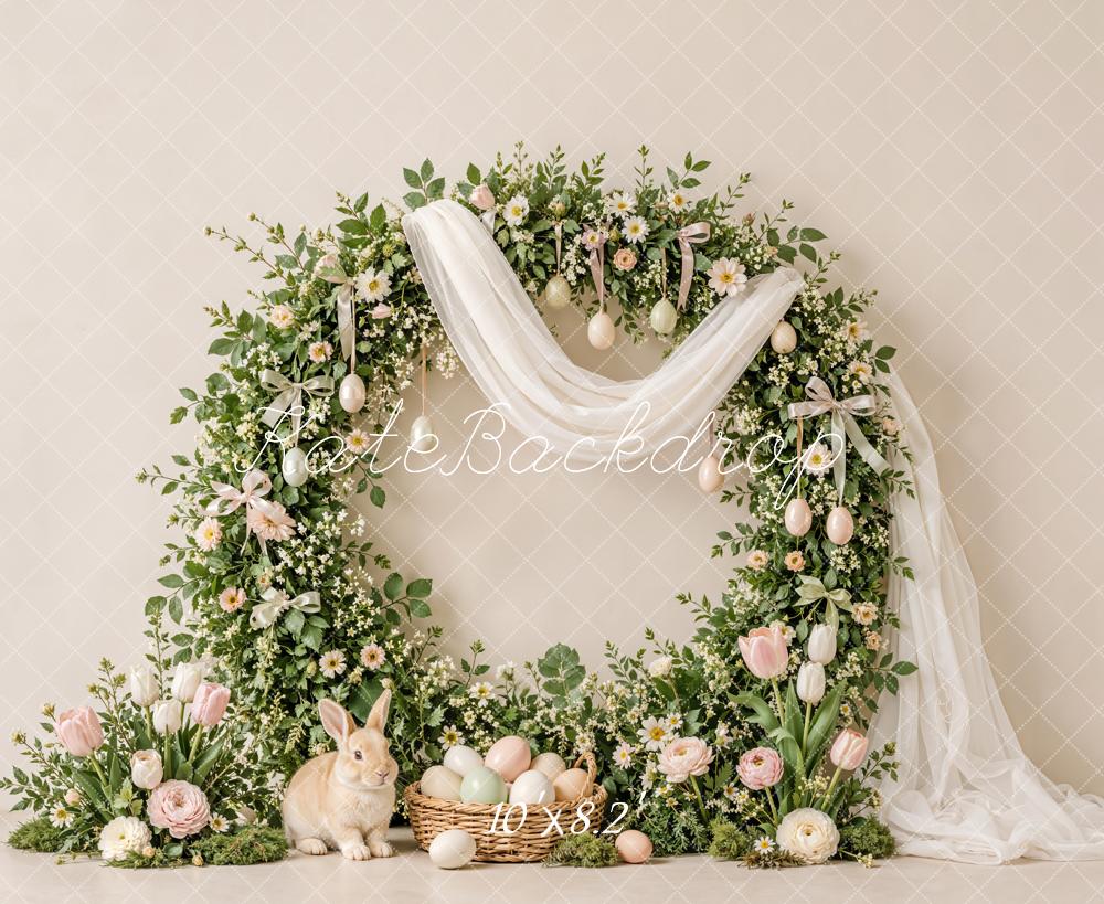 Kate Easter Eggs Flower Arch Drapes Bunny Printed Backdrop Designed by Emetselch