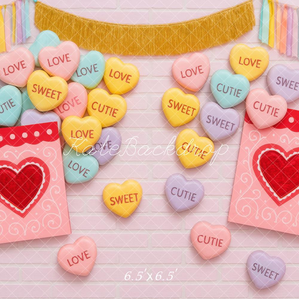 Kate Valentine's Day Heart Candy Pink Love Cards Backdrop Designed by Mini MakeBelieve
