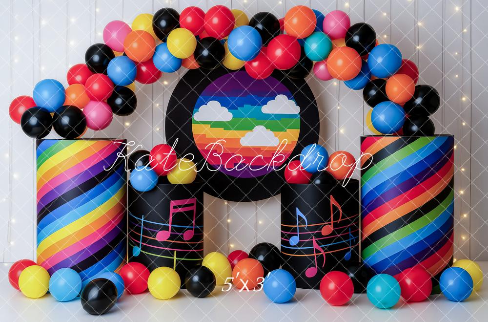Kate Birthday Music Rainbow Balloon Backdrop Designed by Patty Roberts