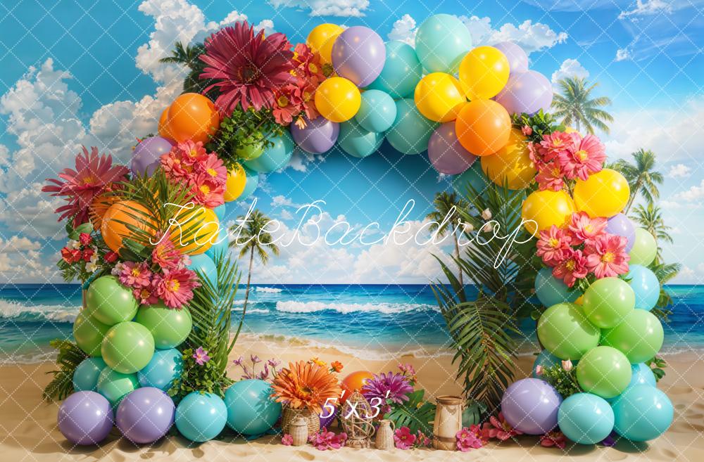 Kate Tropical Beach Balloon Arch Backdrop Designed by Emetselch