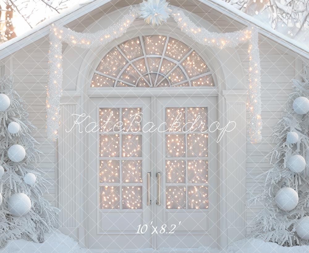 Kate Christmas Winter Wonderland White Greenhouse Snow Backdrop Designed by Mini MakeBelieve