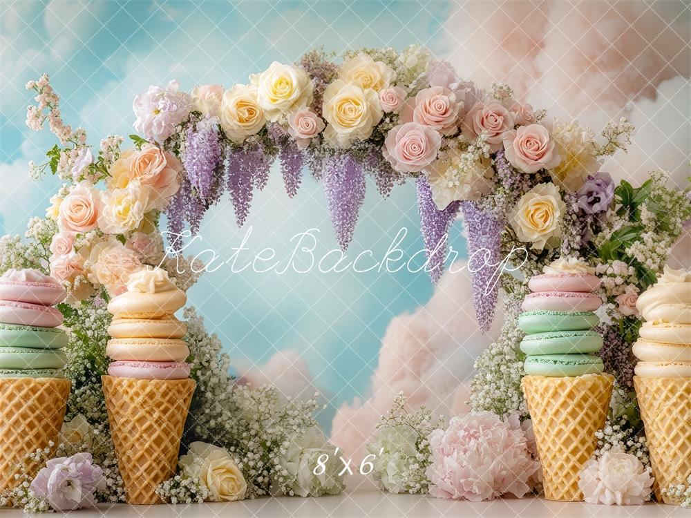 Kate Flower Arch Macarons Ice Cream Backdrop Designed by Mini MakeBelieve