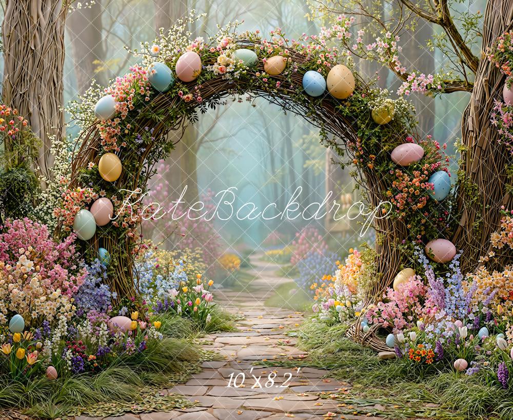 Kate Easter Forest Bunny Flower Arch Pastel Eggs Pathway Backdrop Designed by Emetselch