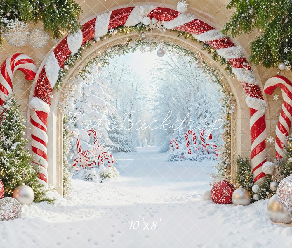 Kate Christmas Candy Cane Arch Wonderland Backdrop Designed by Emetselch