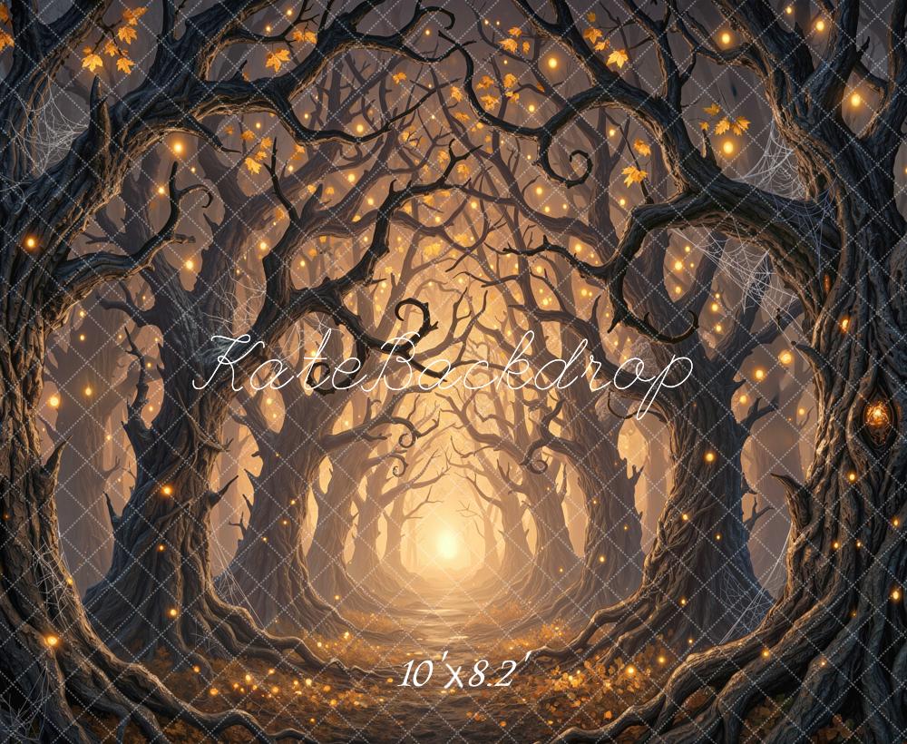 Kate Halloween Twisted Trees Forest Path Printed Backdrop Designed by Mini MakeBelieve