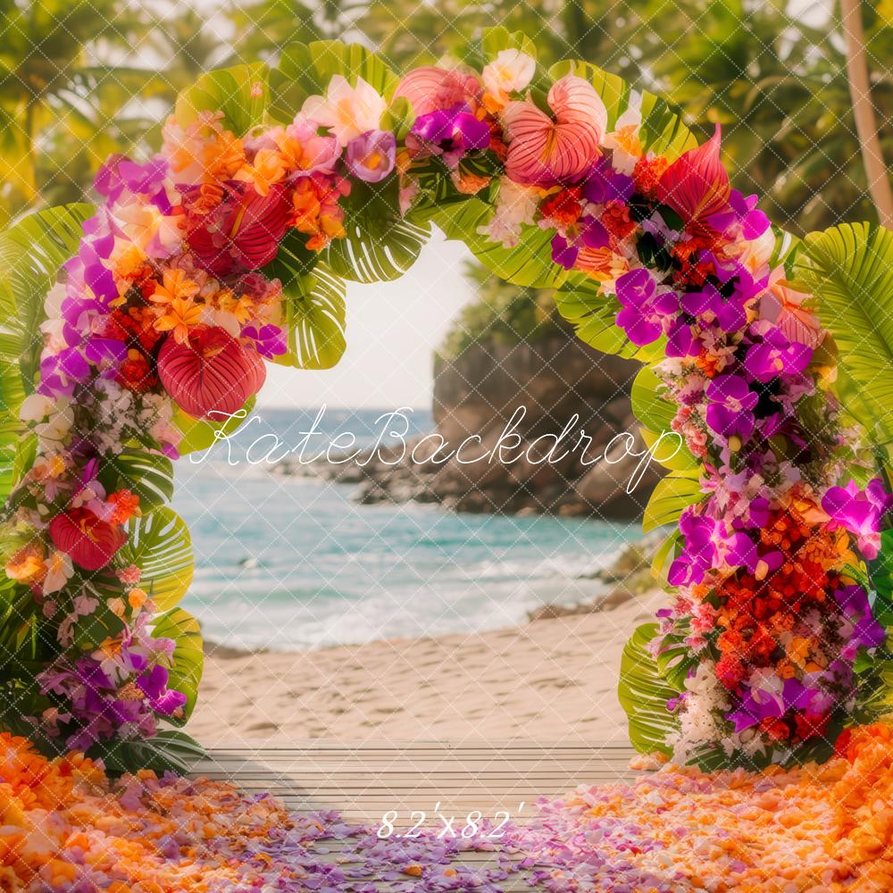Verano Tropical Arco de Flores de Playa Fondo