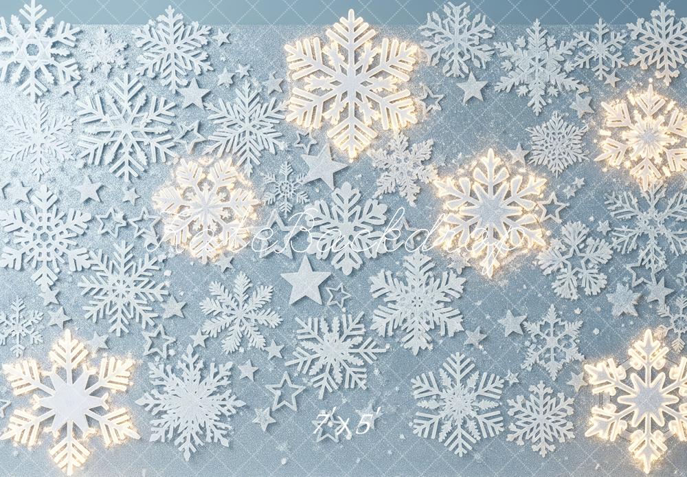 Kate Winter Snowflake Stars Blue Backdrop Designed by Patty Roberts