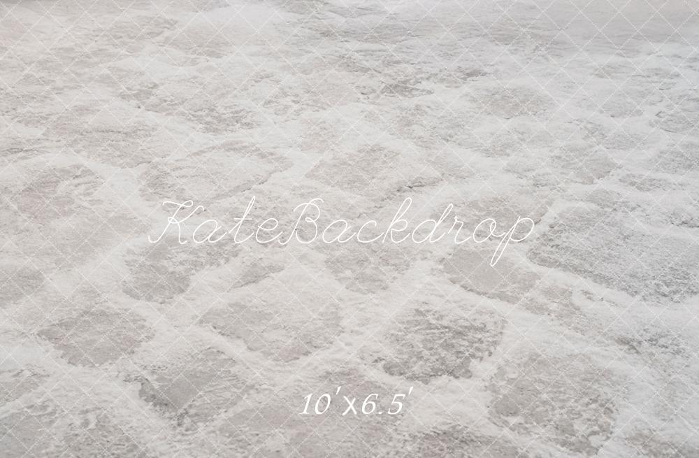 Kate Winter White Snow Cobblestone Floor Printed Backdrop Designed by Emetselch
