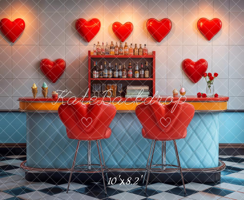 Kate Valentine Bar Retro Heart Backdrop Designed by Emetselch