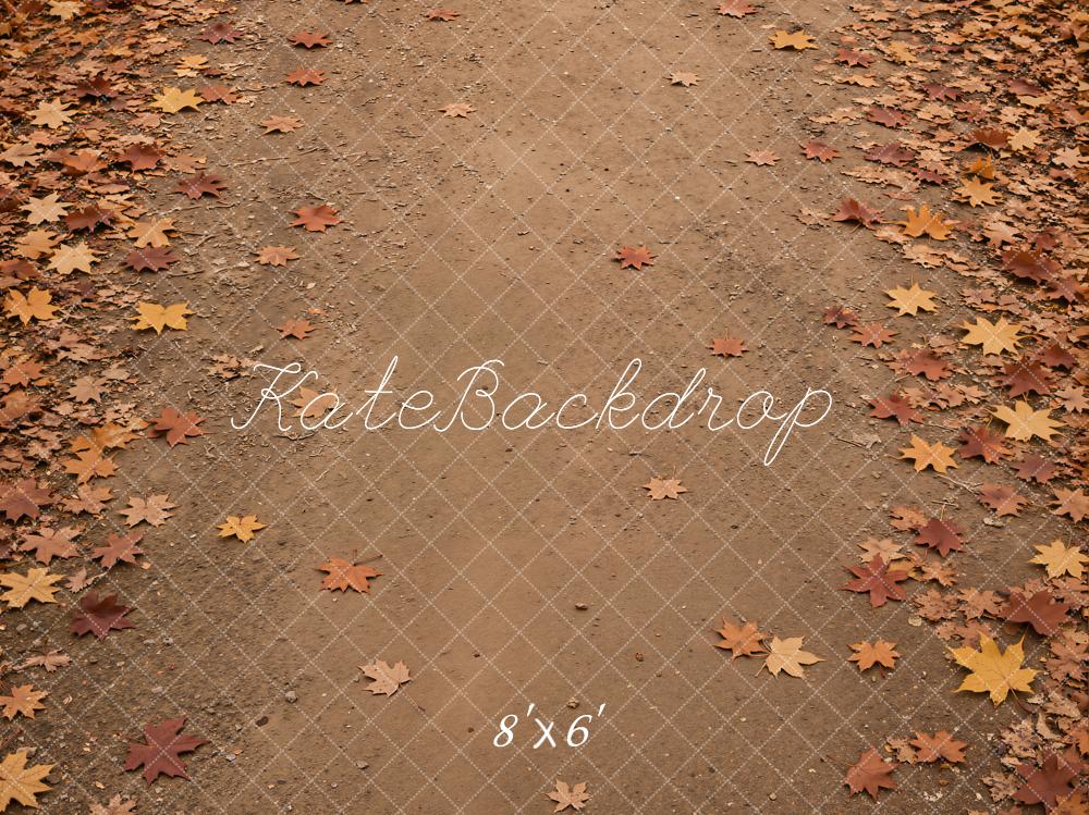 Kate Fall Leaves Covered Path Floor Printed Backdrop Designed by Kate Image