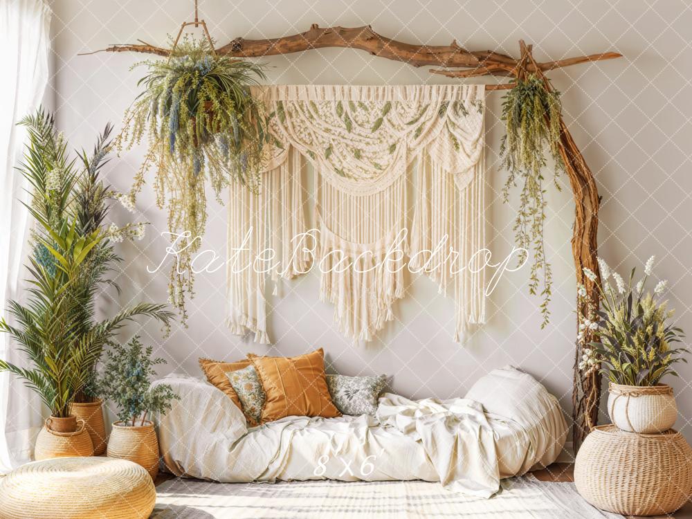 Kate Boho Macrame Plant Arch Cozy Sofa Backdrop Designed by Emetselch