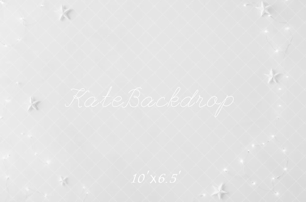 Kate White Origami Stars String Lights Floor Printed Backdrop Designed by Mini MakeBelieve