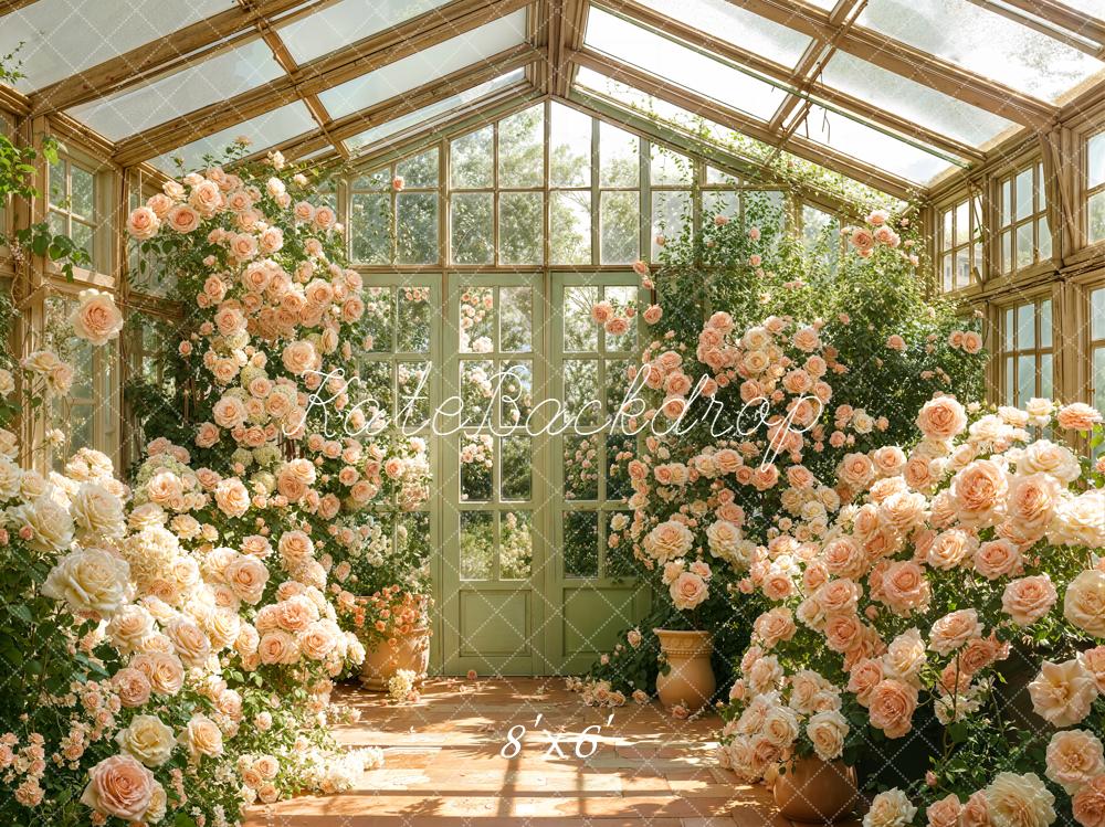 Kate Spring Greenhouse Flower Arch Rose Garden Printed Backdrop Designed by Emetselch