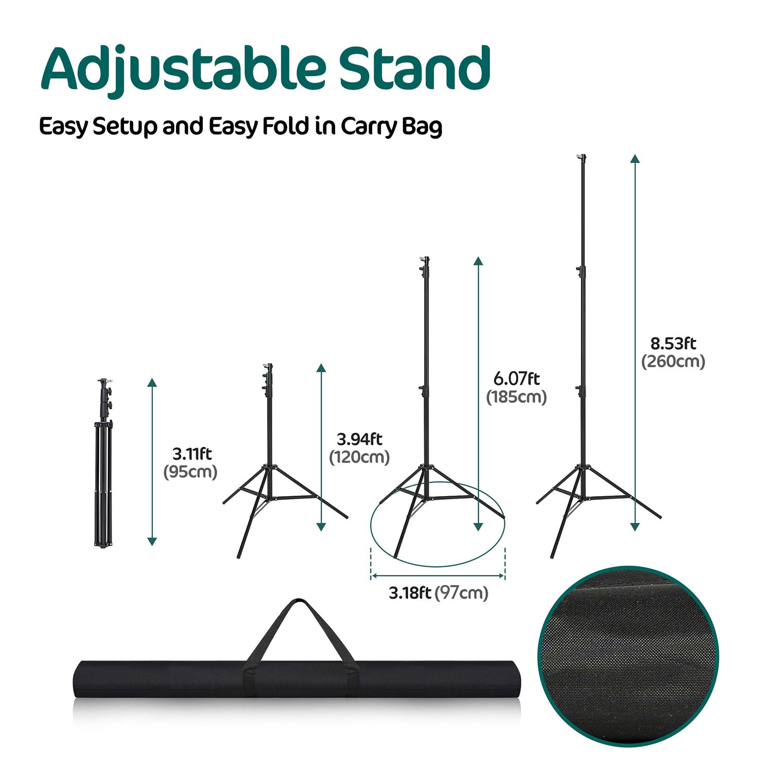 Kate Photography Backdrop Stand Kit for Room Set 20x10ft (6x3m) – 8 clips + one carrying case included