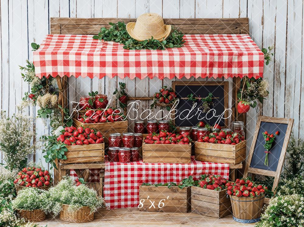 Spring Strawberry Market Stand Foto Achtergrond Designed by Emetselch